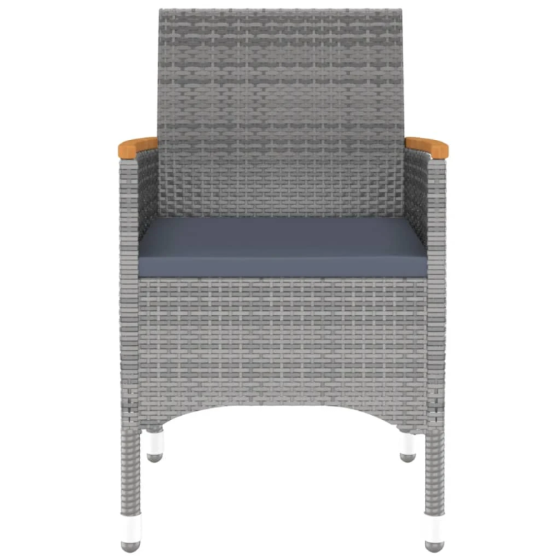 vidaXL 3-daļīgs dārza mēbeļu komplekts, pelēka PE rotangpalma