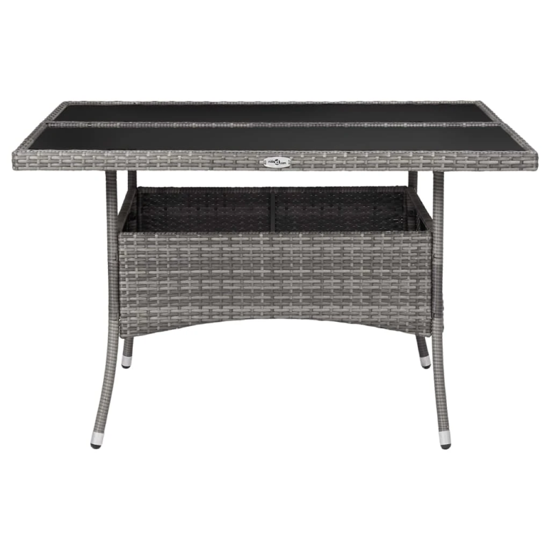 vidaXL 9-daļīgs dārza mēbeļu komplekts, pelēks, PE rotangpalma, stikls