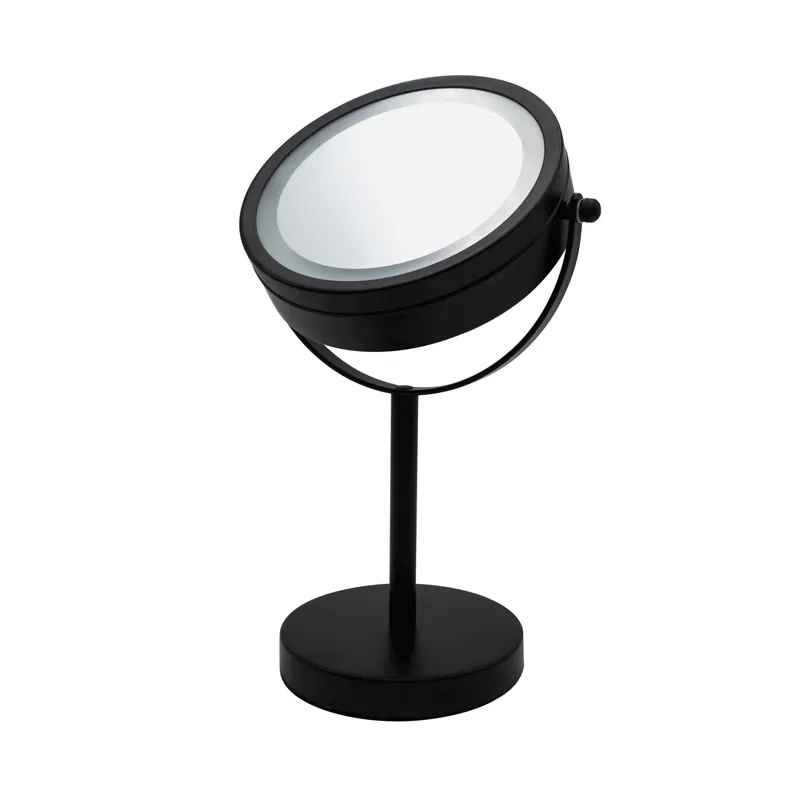 Kosmētiskais spogulis Ridder Daisy, ar gaismu, stāvošs, 18 cm x 30 cm, melna krās.