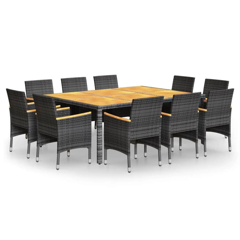 vidaXL 11-daļīgs dārza mēbeļu komplekts, pelēks, PE rotangpalma