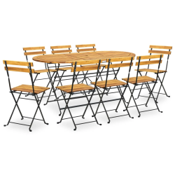 vidaXL 9-daļīgs dārza mēbeļu komplekts, saliekams, akācijas masīvkoks