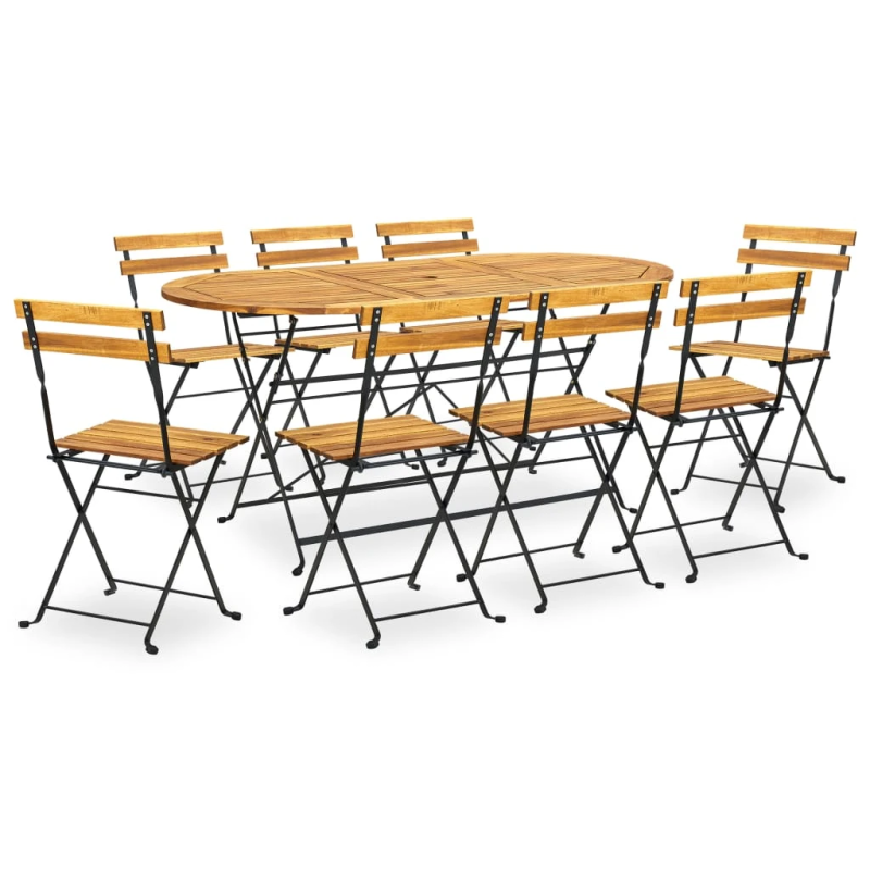 vidaXL 9-daļīgs dārza mēbeļu komplekts, saliekams, akācijas masīvkoks