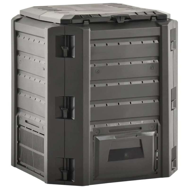 vidaXL dārza komposta tvertne, melna, 380 L