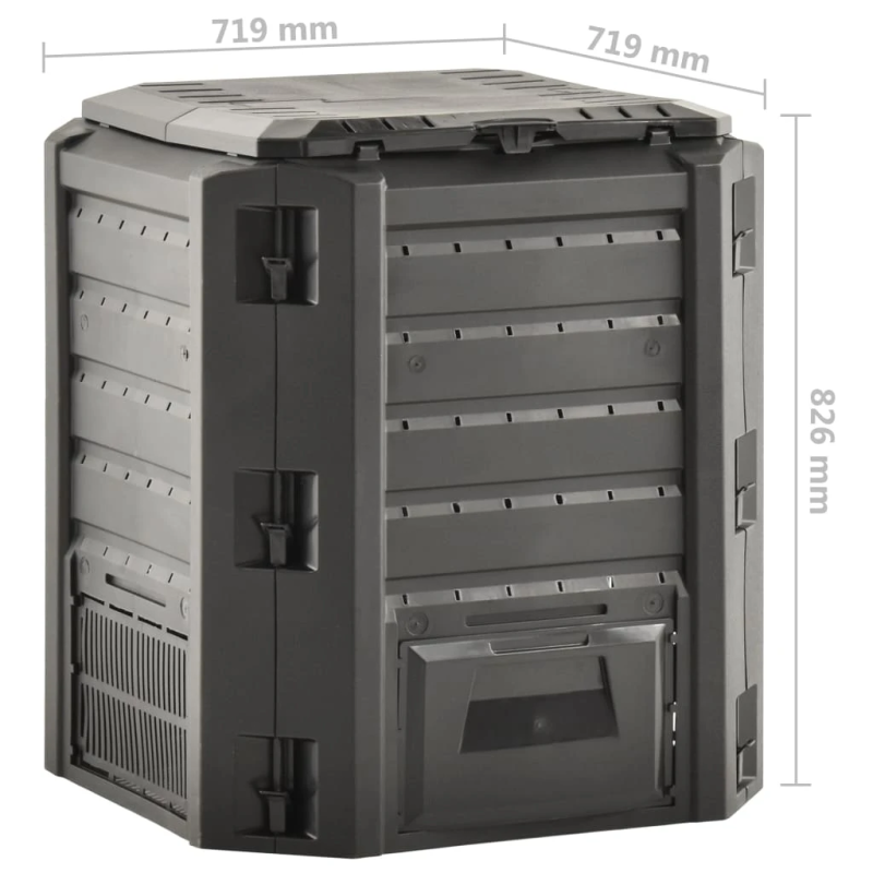 vidaXL dārza komposta tvertne, melna, 380 L