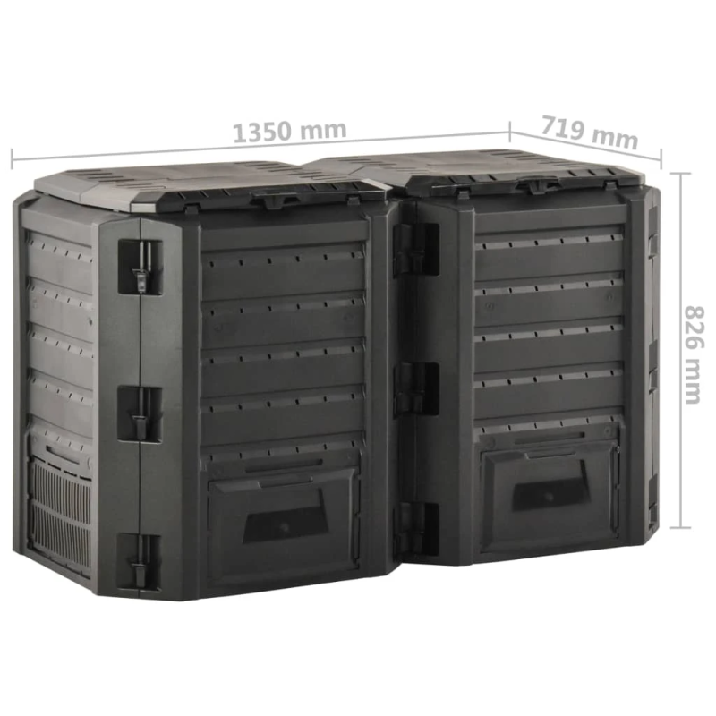 vidaXL dārza komposta tvertne, melna, 800 L