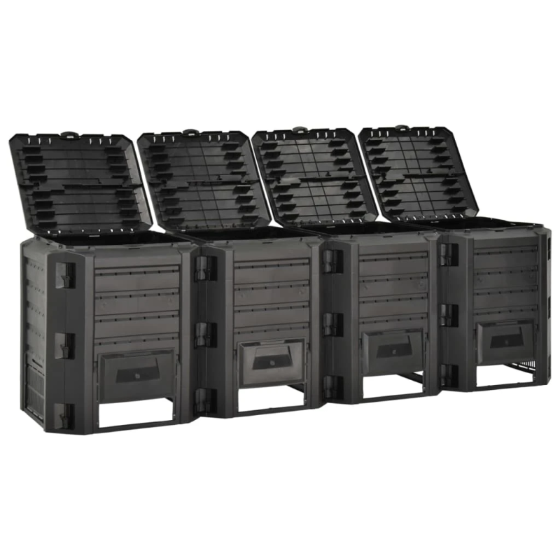 vidaXL dārza komposta tvertne, melna, 1600 L