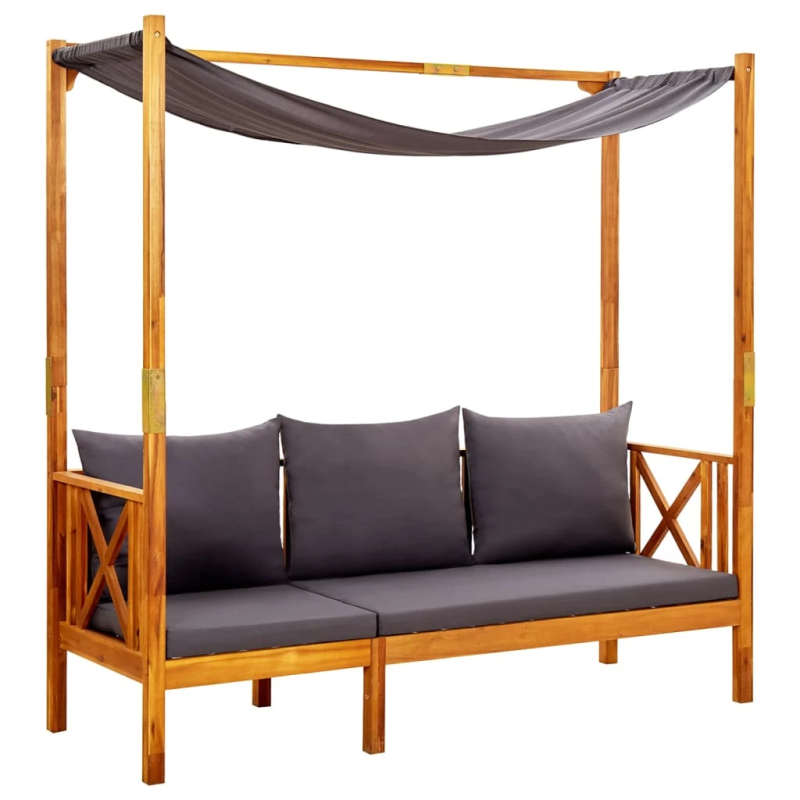 vidaXL dārza sols ar galdu un kāju balstiem, akācijas masīvkoks