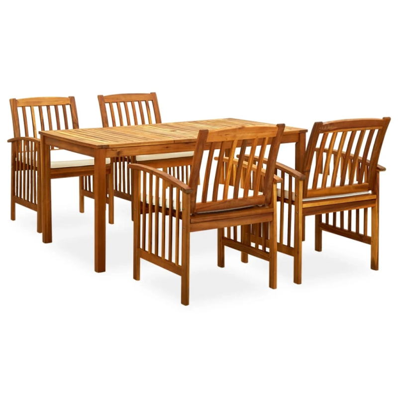 3058086 vidaXL 5 Piece Garden Dining Set with Cushions Solid Acacia Wood ,45962+2x312128,