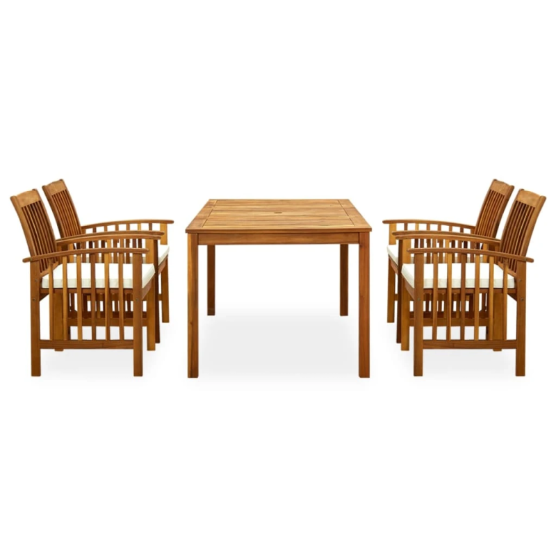 3058086 vidaXL 5 Piece Garden Dining Set with Cushions Solid Acacia Wood ,45962+2x312128,