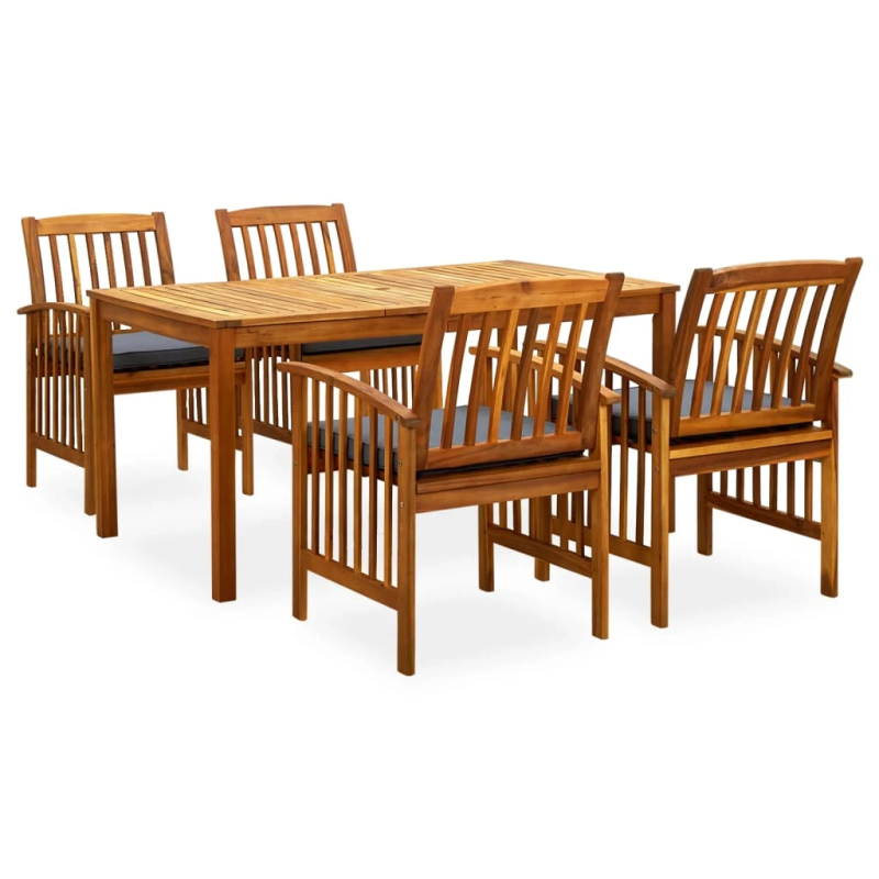 3058088 vidaXL 5 Piece Garden Dining Set with Cushions Solid Acacia Wood ,45962+2x312130,