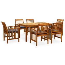 3058089 vidaXL 7 Piece Garden Dining Set with Cushions Solid Acacia Wood ,45962+2x312131,