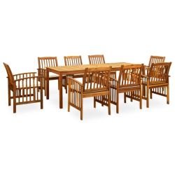 3058091 vidaXL 9 Piece Garden Dining Set with Cushions Solid Acacia Wood ,45963+312128+2x312129,