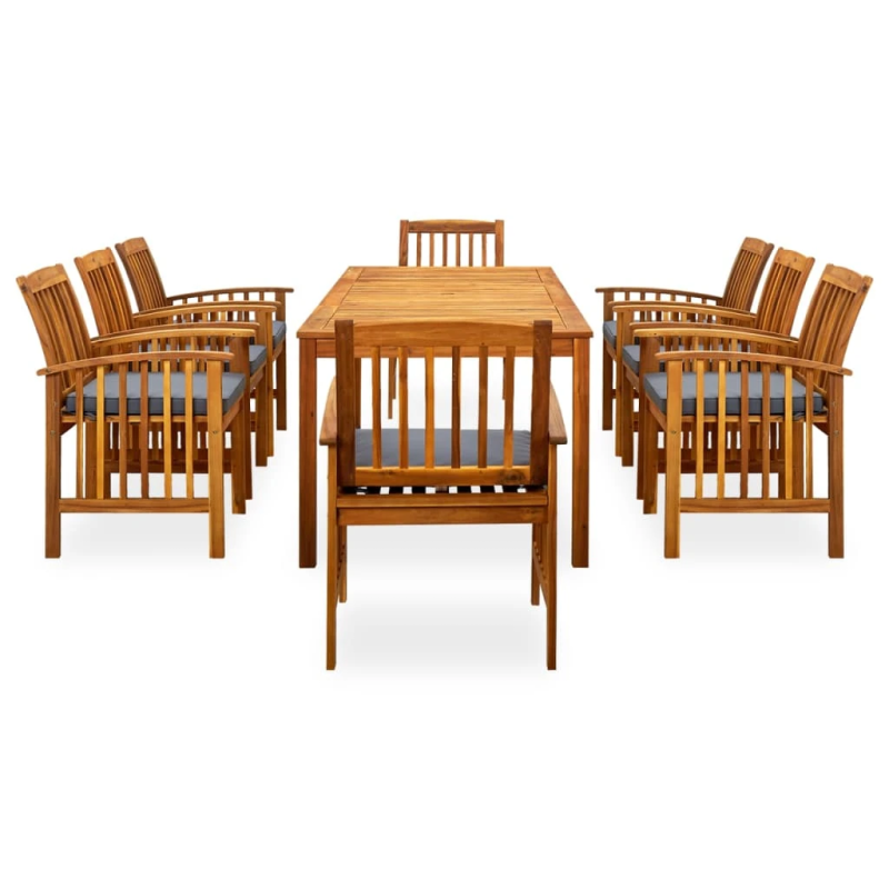 3058093 vidaXL 9 Piece Garden Dining Set with Cushions Solid Acacia Wood ,45963+312130+2x312131,
