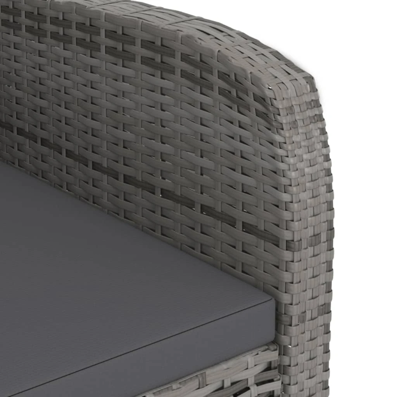 vidaXL 9-daļīgs dārza mēbeļu komplekts ar matračiem, pelēks PE pinums