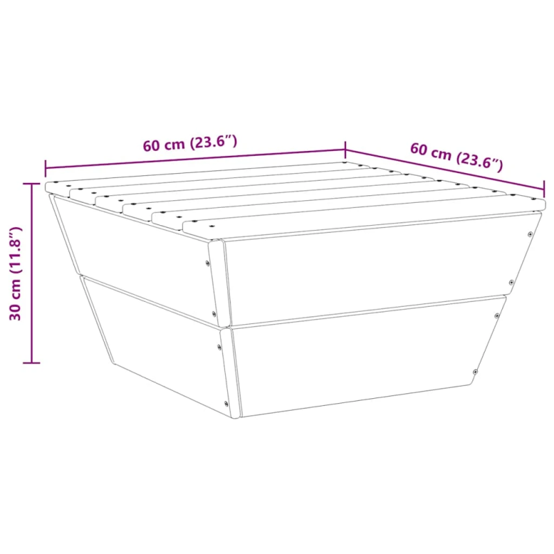 vidaXL dārza galds, 60x60x30 cm, impregnēts egles koks