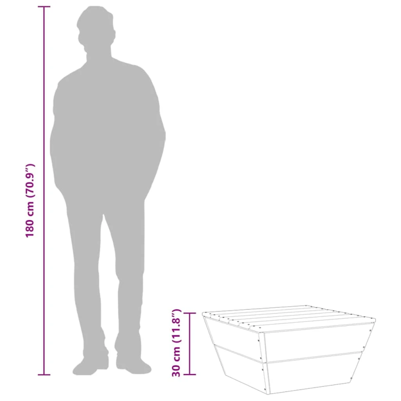 vidaXL dārza galds, 60x60x30 cm, impregnēts egles koks