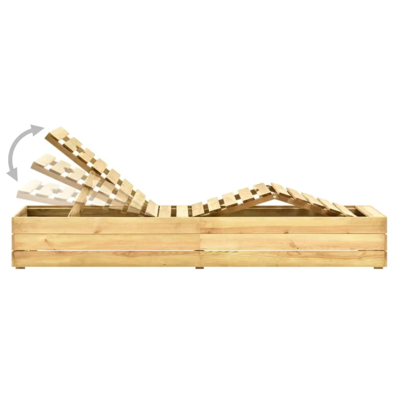 vidaXL sauļošanās zvilnis ar galdiņu, zaļi impregnēts priedes koks