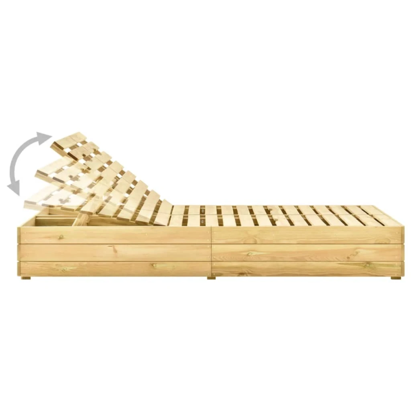 vidaXL divvietīgs sauļošanās zvilnis, zaļi impregnēts priedes koks