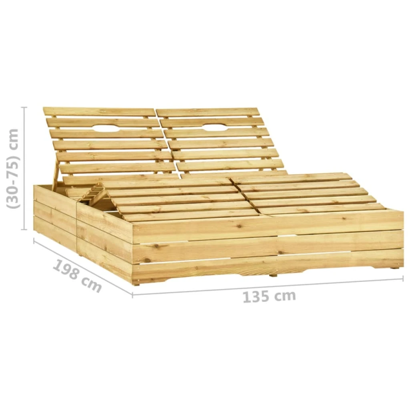 vidaXL divvietīgs sauļošanās zvilnis, zaļi impregnēts priedes koks