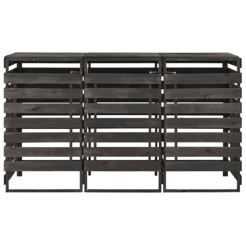 vidaXL 3-daļīga nojume atkritumu konteineriem, 210x75x121 cm, priede