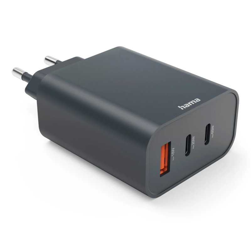 Hama 08644500 65W PD Wall Charger 2x USB-C USB-A Fast Charging ECOSENTIAL