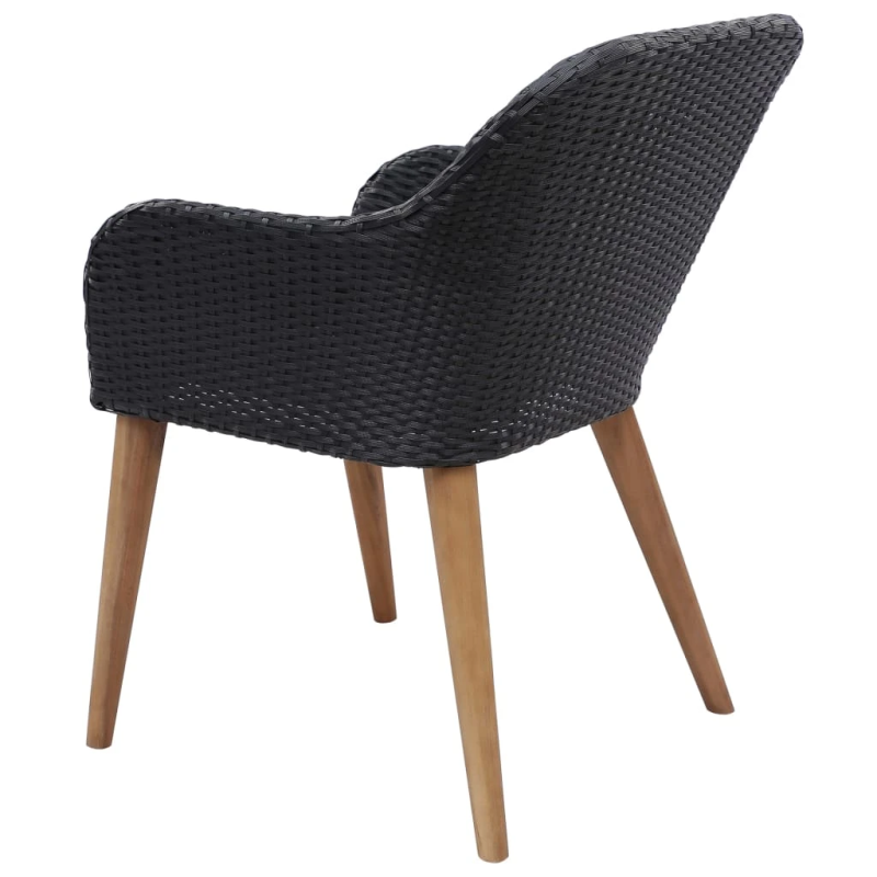 vidaXL 9-daļīgs dārza mēbeļu komplekts, PE rotangpalma, melns