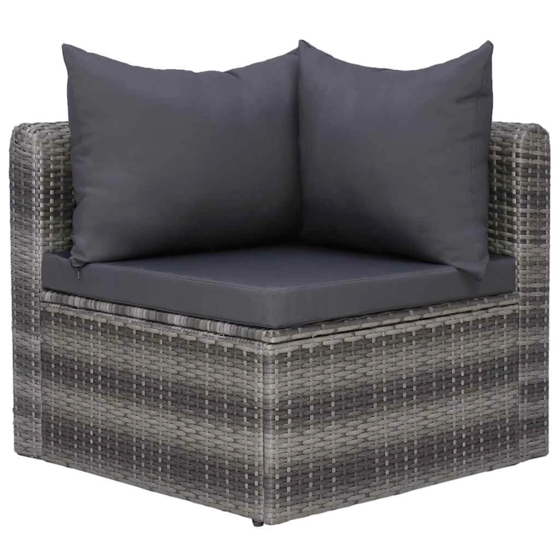 vidaXL 7-daļīgs dārza mēbeļu komplekts ar matračiem, PE rotangpalma