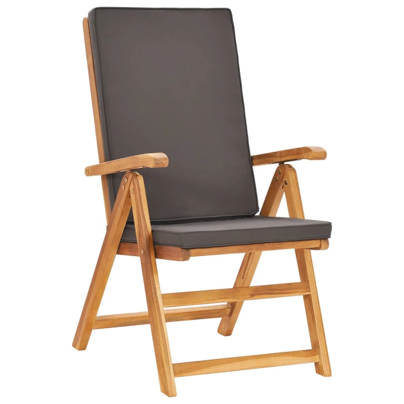 vidaXL 5-daļīgs dārza mēbeļu komplekts ar pelēkiem matračiem, tīkkoks