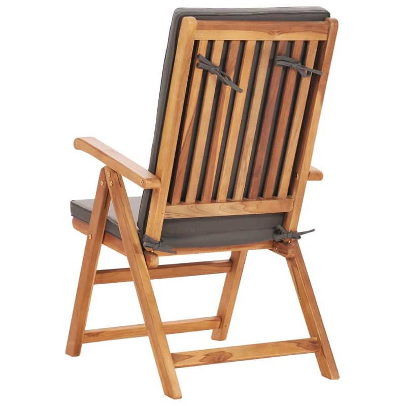 vidaXL 5-daļīgs dārza mēbeļu komplekts ar pelēkiem matračiem, tīkkoks