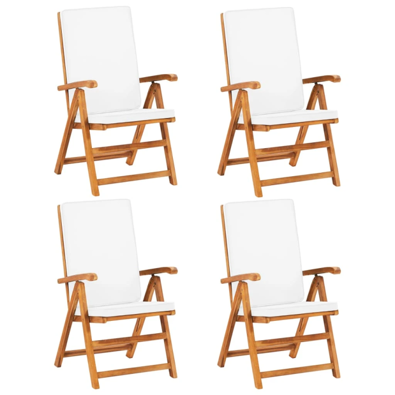 vidaXL 5-daļīgs dārza mēbeļu komplekts ar matračiem, masīvs tīkkoks