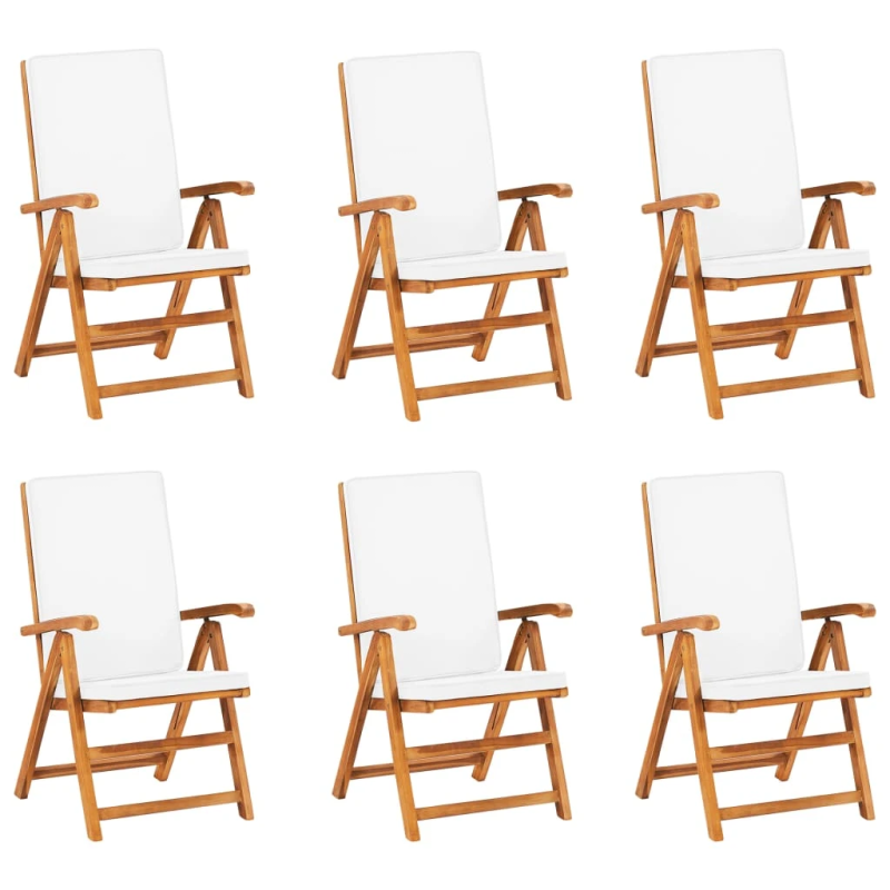 vidaXL 7-daļīgs dārza mēbeļu komplekts ar matračiem, masīvs tīkkoks