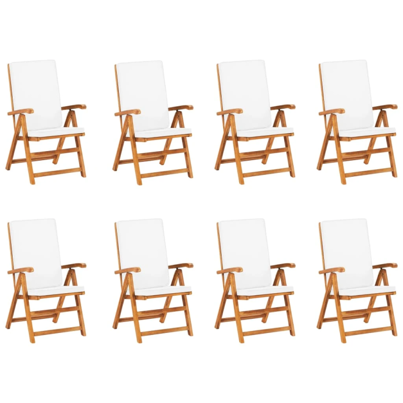 vidaXL 9-daļīgs dārza mēbeļu komplekts ar matračiem, masīvs tīkkoks