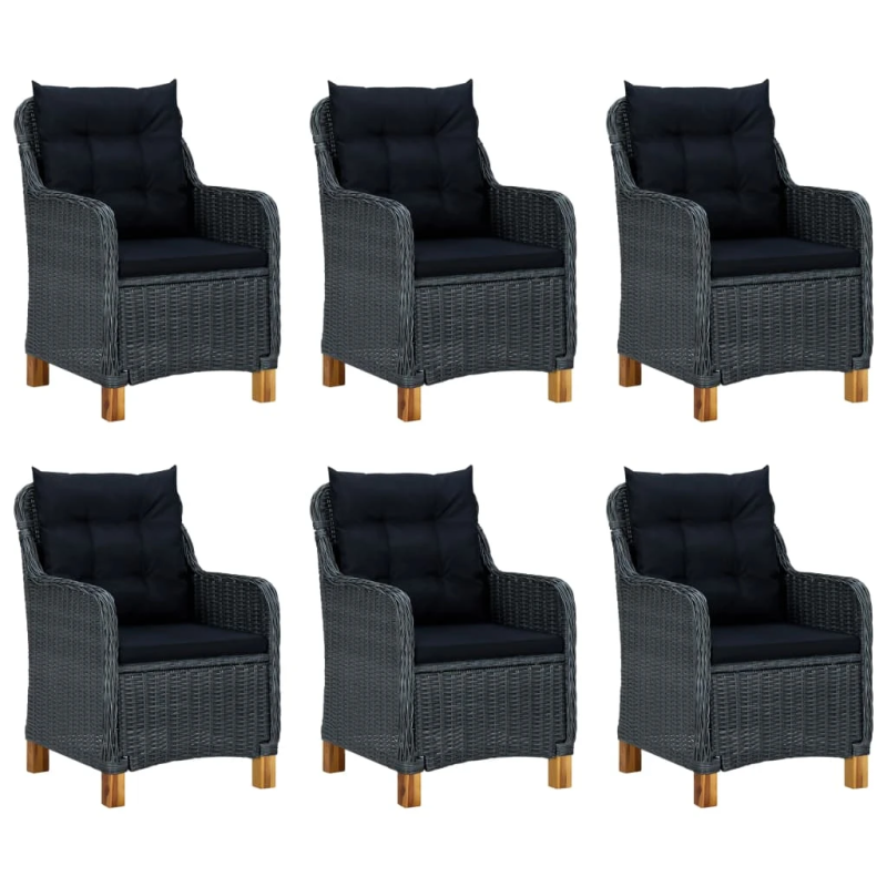 vidaXL 7-daļīgs dārza mēbeļu komplekts ar matračiem, PE rotangpalma