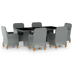 vidaXL 7-daļīgs dārza mēbeļu komplekts ar matračiem, PE rotangpalma