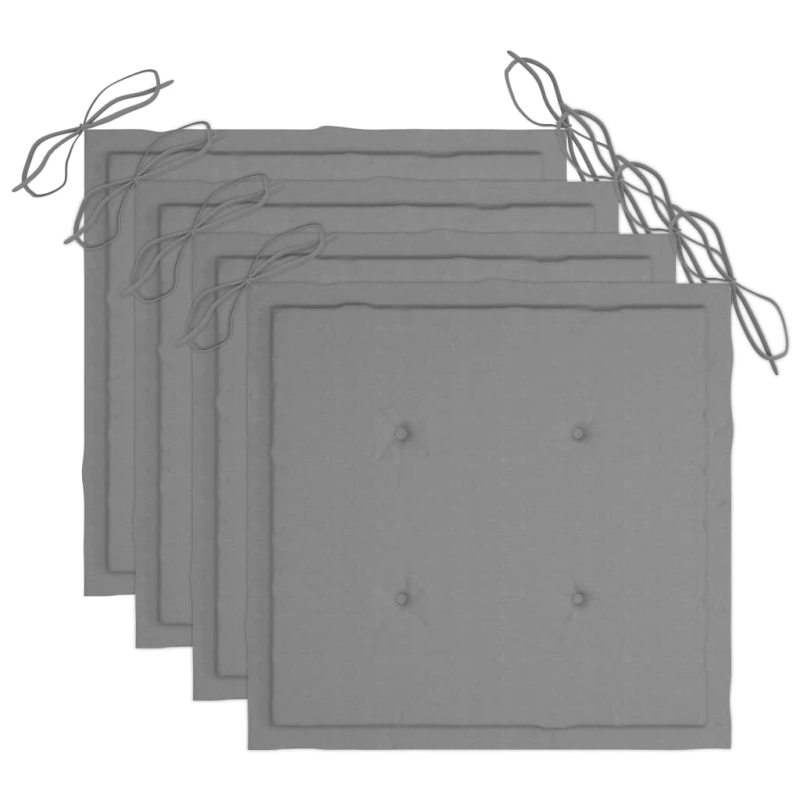 vidaXL dārza krēsli ar matračiem, 4 gab., akācijas masīvkoks, pelēki