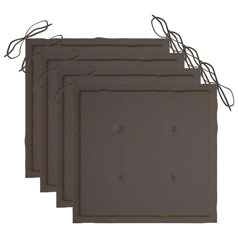 vidaXL dārza krēsli ar matračiem, 4 gab., akācijas masīvkoks, pelēki