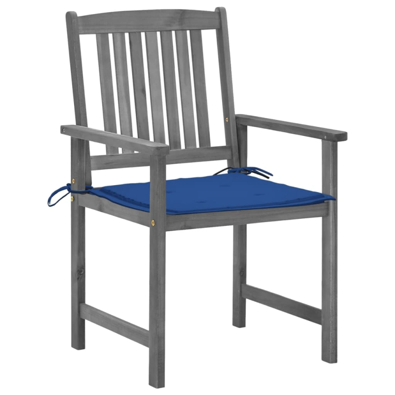 vidaXL dārza krēsli ar matračiem, 4 gab., akācijas masīvkoks, pelēki