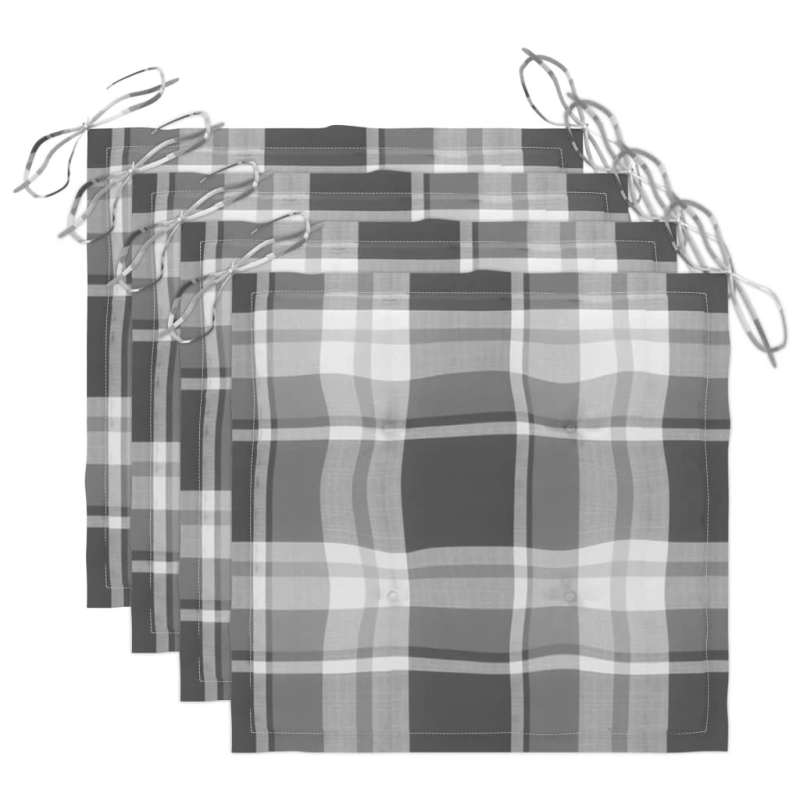 vidaXL dārza krēsli ar matračiem, 4 gab., akācijas masīvkoks, pelēki