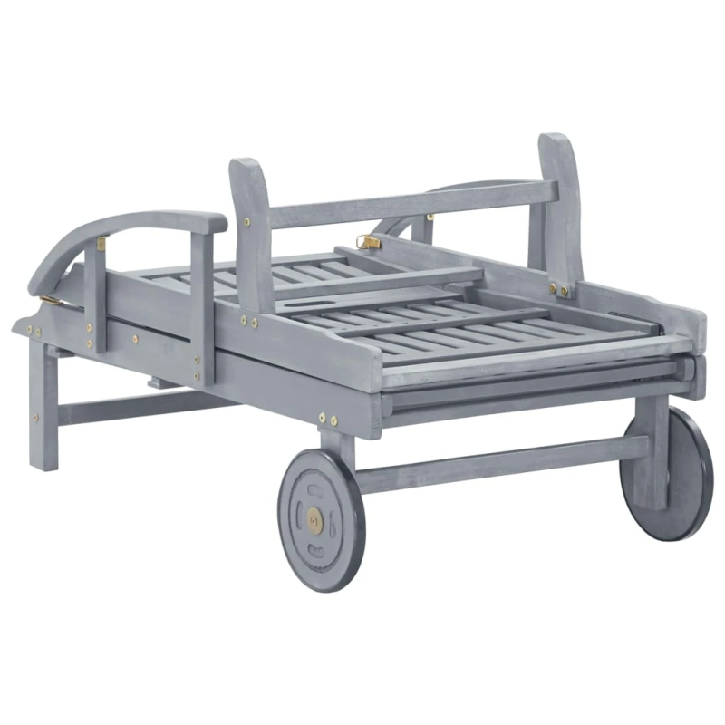 vidaXL dārza sauļošanās zvilnis ar matraci, akācijas masīvkoks