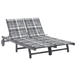 vidaXL divvietīgs sauļošanās zvilnis ar matračiem, akācijas masīvkoks