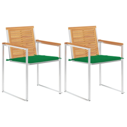 vidaXL dārza krēsli ar matračiem, 2 gab., masīvs tīkkoks, tērauds