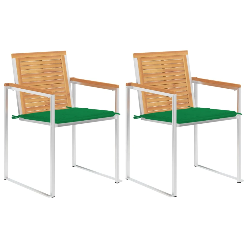 vidaXL dārza krēsli ar matračiem, 2 gab., masīvs tīkkoks, tērauds