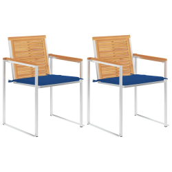 vidaXL dārza krēsli ar matračiem, 2 gab., masīvs tīkkoks, tērauds