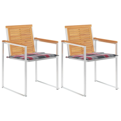 vidaXL dārza krēsli ar matračiem, 2 gab., masīvs tīkkoks, tērauds