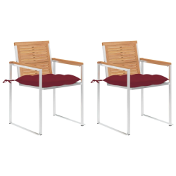 vidaXL dārza krēsli ar matračiem, 2 gab., masīvs tīkkoks, tērauds