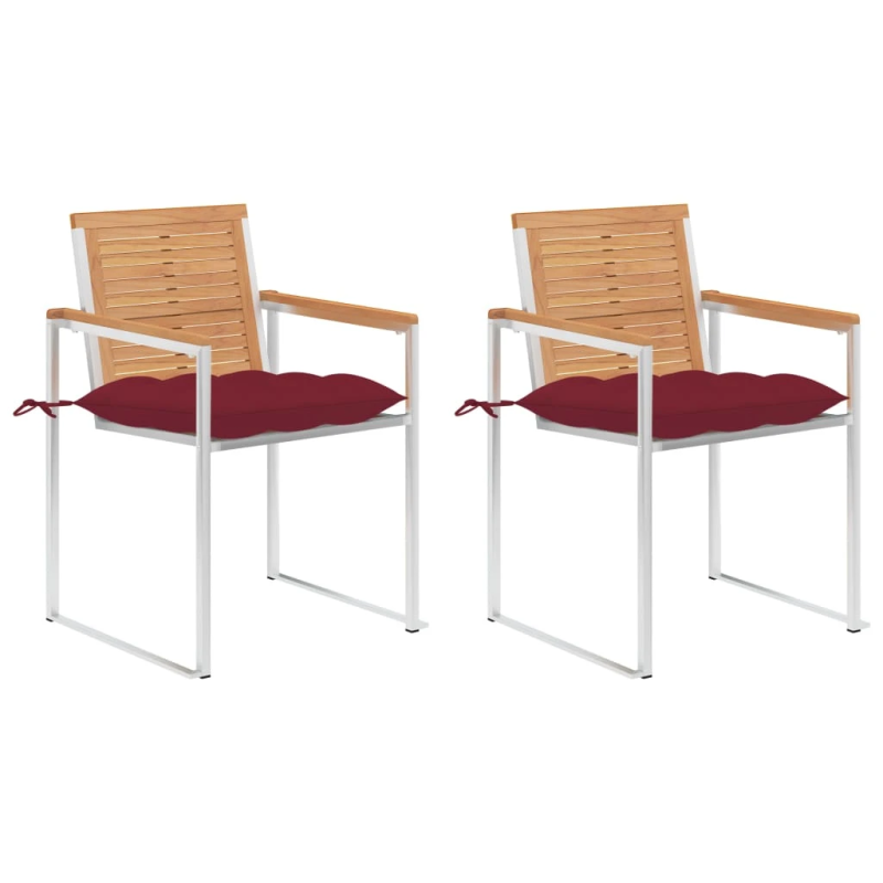 vidaXL dārza krēsli ar matračiem, 2 gab., masīvs tīkkoks, tērauds