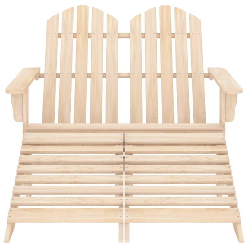 vidaXL divvietīgs dārza krēsls ar kāju balstiem, egles koks