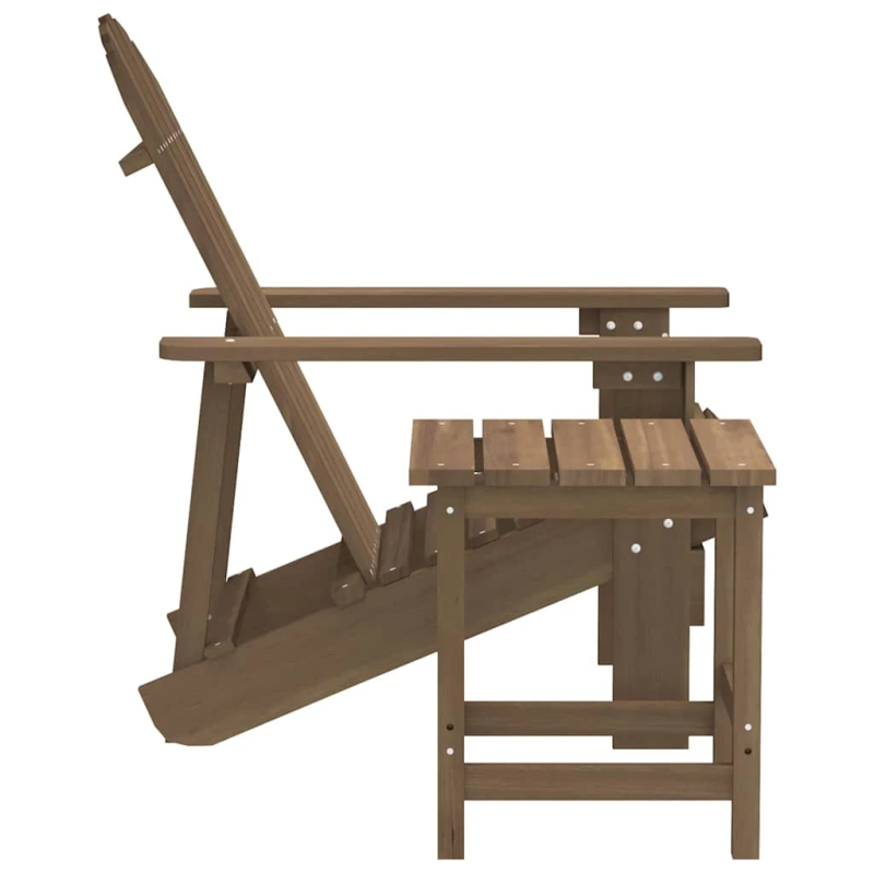 vidaXL dārza krēsls ar kāju balstu un galdiņu, egles masīvkoks, brūns