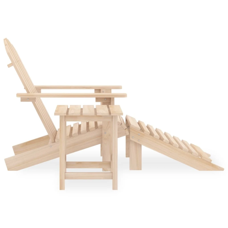 vidaXL dārza krēsls ar kāju balstu un galdiņu, egles masīvkoks