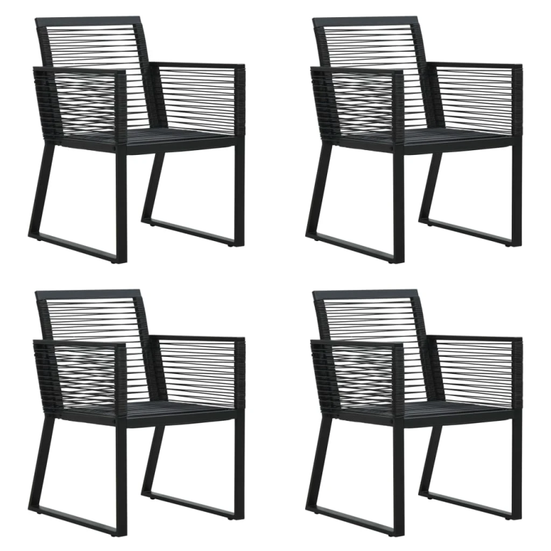 vidaXL 5-daļīgs dārza mēbeļu komplekts, PVC rotangpalma, melns